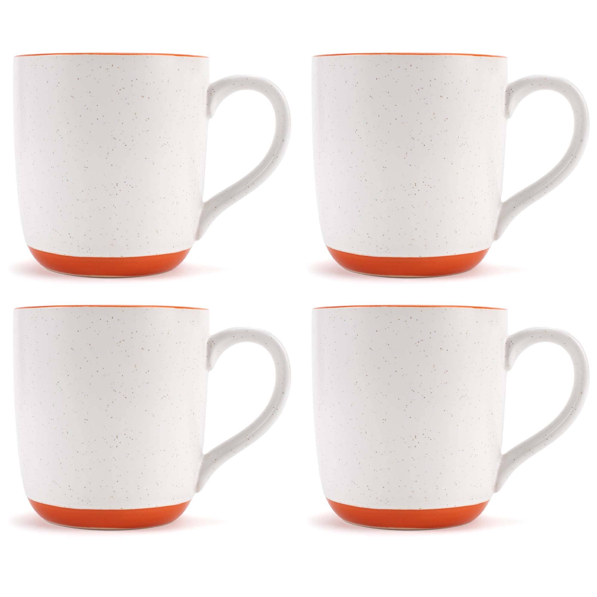 EAST AVENUE - Wholesale Coffee Mug - Ceramic Speckled Mugs 4-Pk White and Orange PRICE IS PER MUG0