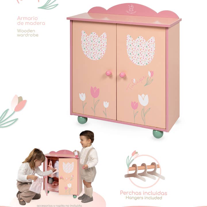 DeCuevas Toys - Wholesale Doll Accessory Kit - Kids - 55274 - WOODEN DOLL WARDROBE4