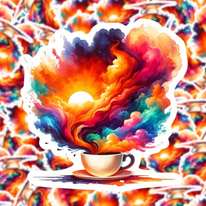 Morgen-Kaffee-Aufkleber für den Großhandel von Fuzzy Loon Designs