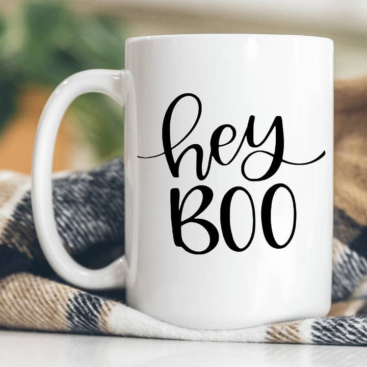 Hey Boo | 15oz Ceramic Coffee Mug for wholesale by Oakbury Designs