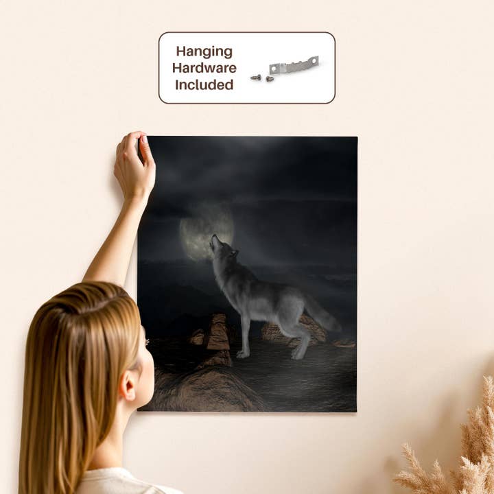 3dRose - Wholesale Art Print - 3dRose, Crying Wolf at Moon - Fantasy Wolves Animal Photography, Museum Grade Canvas Wrap4