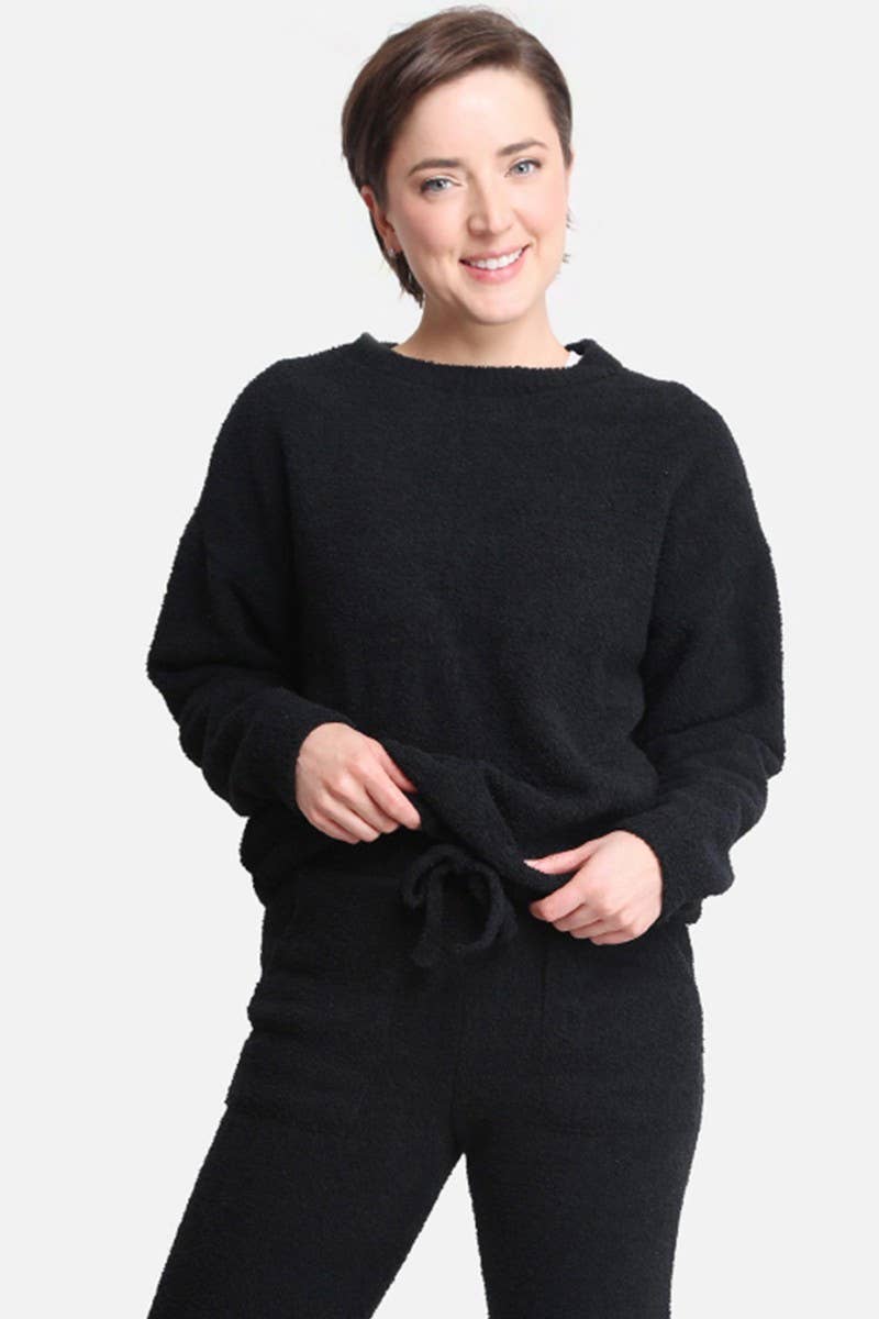 Fashion City – wholesale Sweatshirt – Women's – Solid Color Luxury Soft Lounge Pullover Sweater5