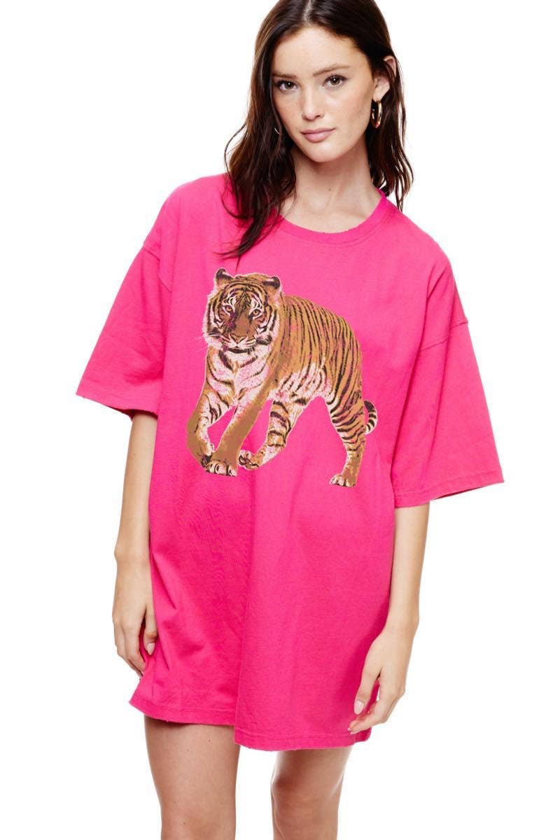Foryeri - Wholesale Screen Printed T-Shirt - Women's - Vintage Tiger Oversized Graphic Top0