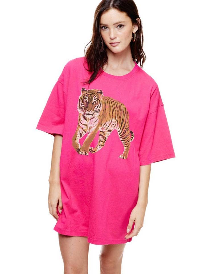 Foryeri - Wholesale Screen Printed T-Shirt - Women's - Vintage Tiger Oversized Graphic Top