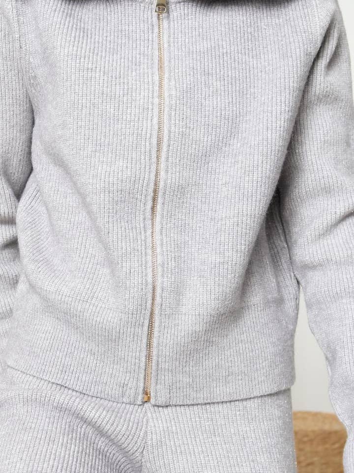 DIX-ONZE - Wholesale Top & Pant Set (NOT Loungewear) - Women's - Zipped Knit Set – Wide Collar Jacket & Straight Pants11