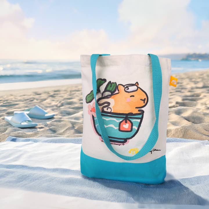 Brightspot Design - Wholesale Tote Bag - Women's - Capybara Cup Mini Canvas Tote Bag3