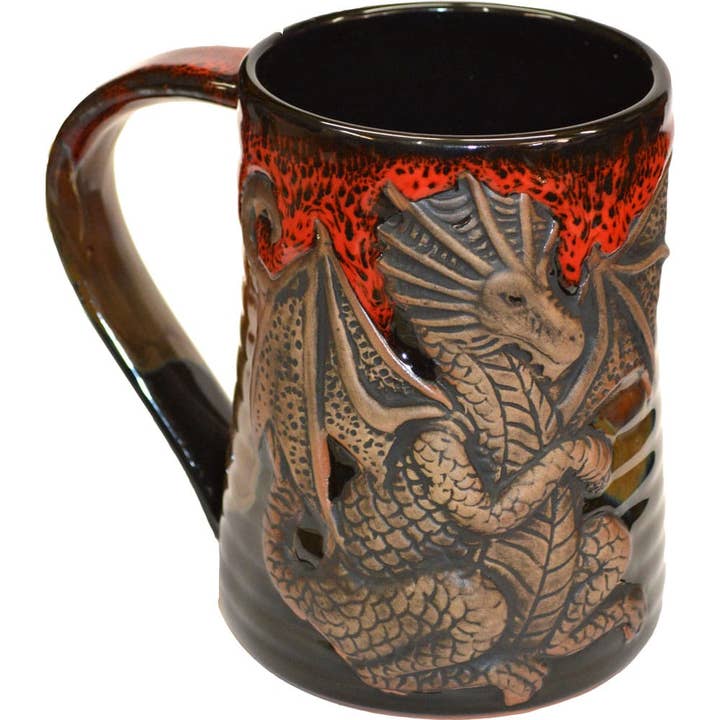 3-D Fantasy Dragon 24 Oz. Tankard (made to order) for wholesale by Always Azul Pottery