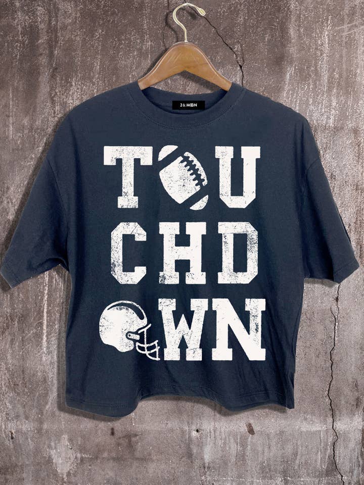 Giving touchdown graphic crop tee. for wholesale by 2&moon