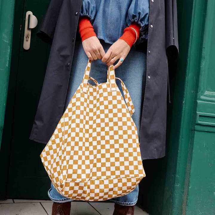 Rose in April - Wholesale Tote Bag - Women's - ELISA TOTE BAG CHECKERBOARD CARAMEL