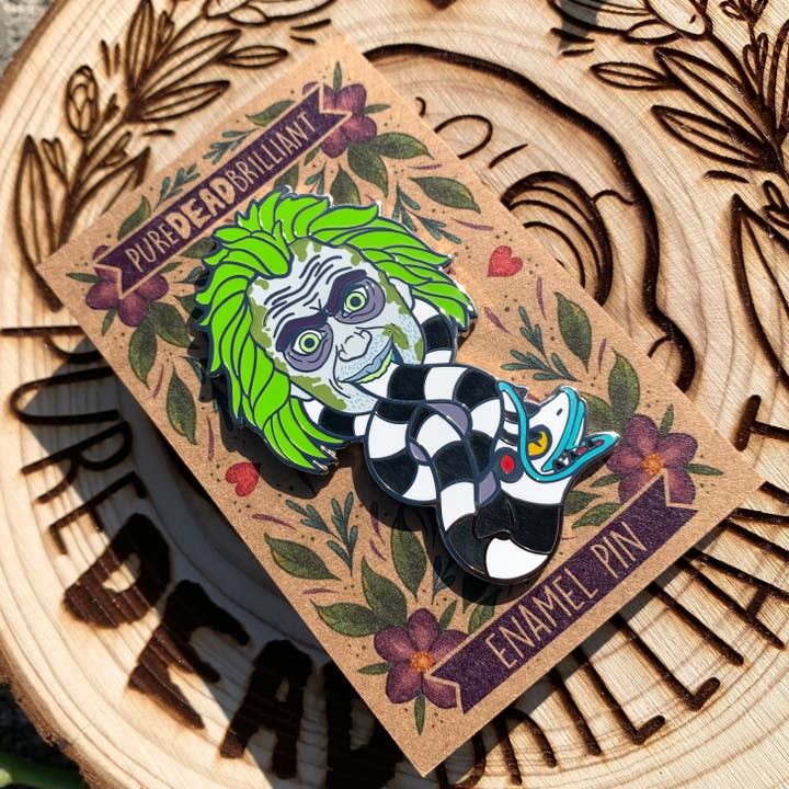 Beetlejuice Dark Mark Pin for wholesale by Pure Dead Brilliant Store