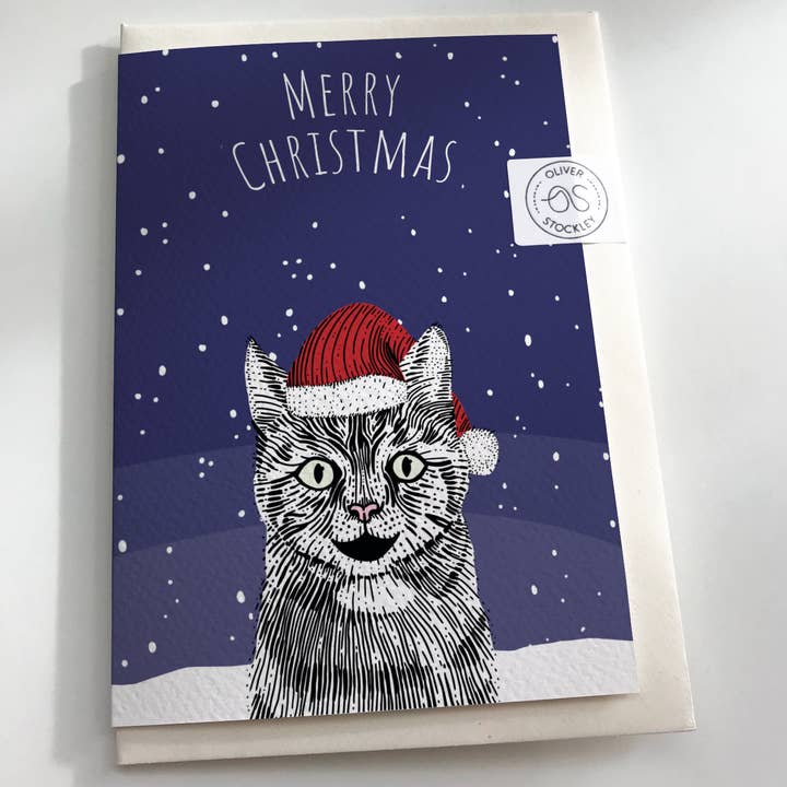 Cat Christmas Card for wholesale by Oliver Stockley
