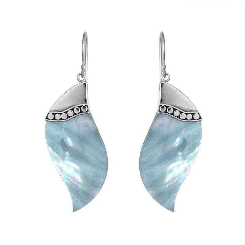 Sterling Silver Trillion Shape Earring with Shell