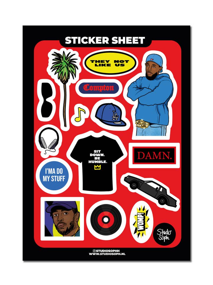 Not Like Us A5 Sticker Sheet for wholesale by Studio Soph (We Pay Your Import Fees - We Ship DDP)