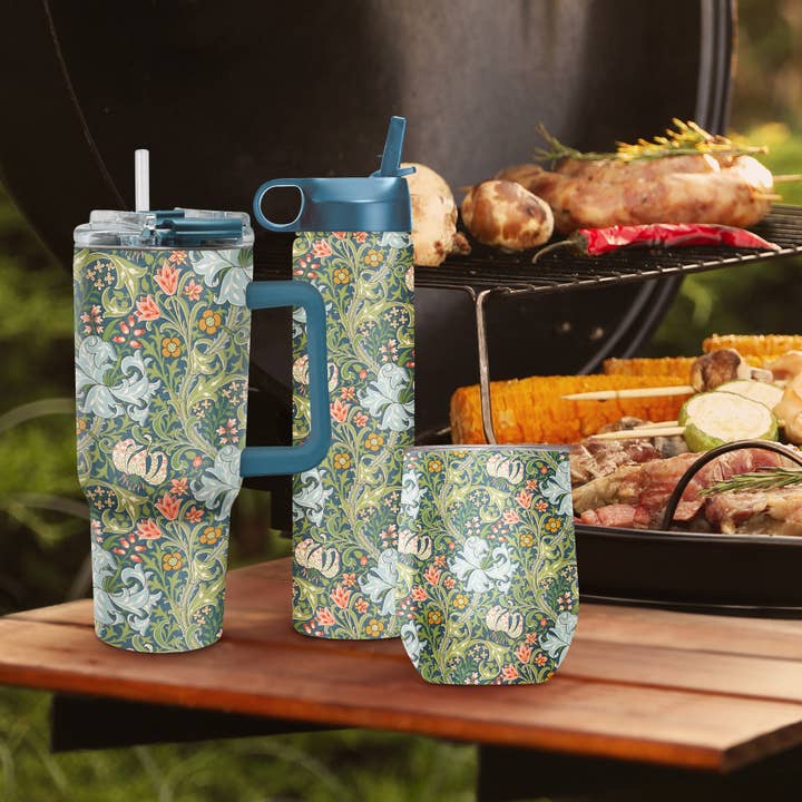 RainCaper - Wholesale Insulated mug/tumbler - Stemless Wine Tumbler - William Morris "Golden Lily"1