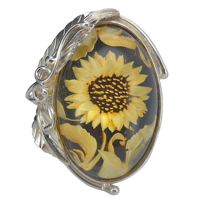 Amberman ā wholesale Cocktail/statement ring ā Sunflower Amber Cameo Adjustable Ring3