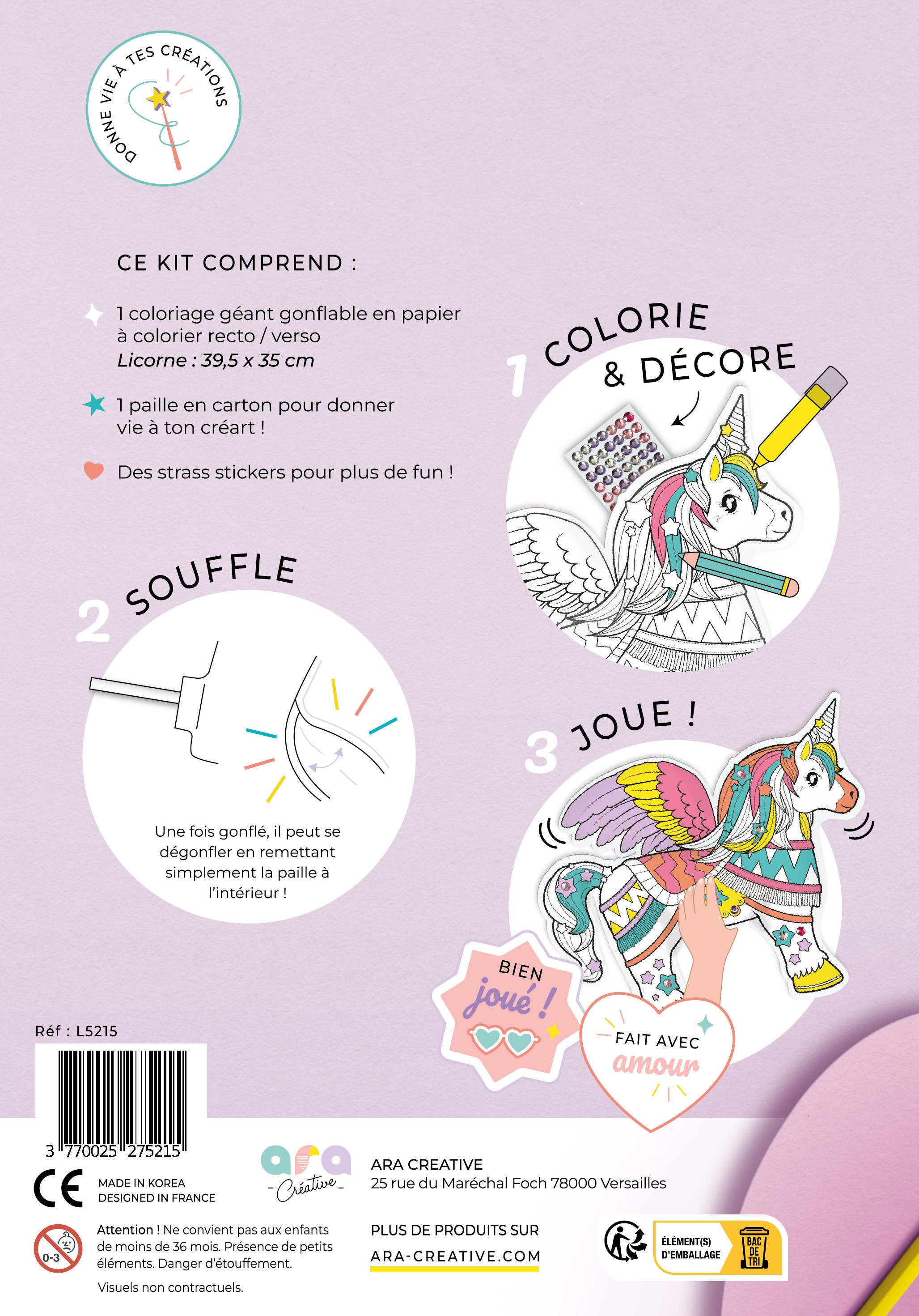 ARA-CREATIVE - Vendita all'ingrosso Classici - Gonfiabile da colorare - unicorno gigante8