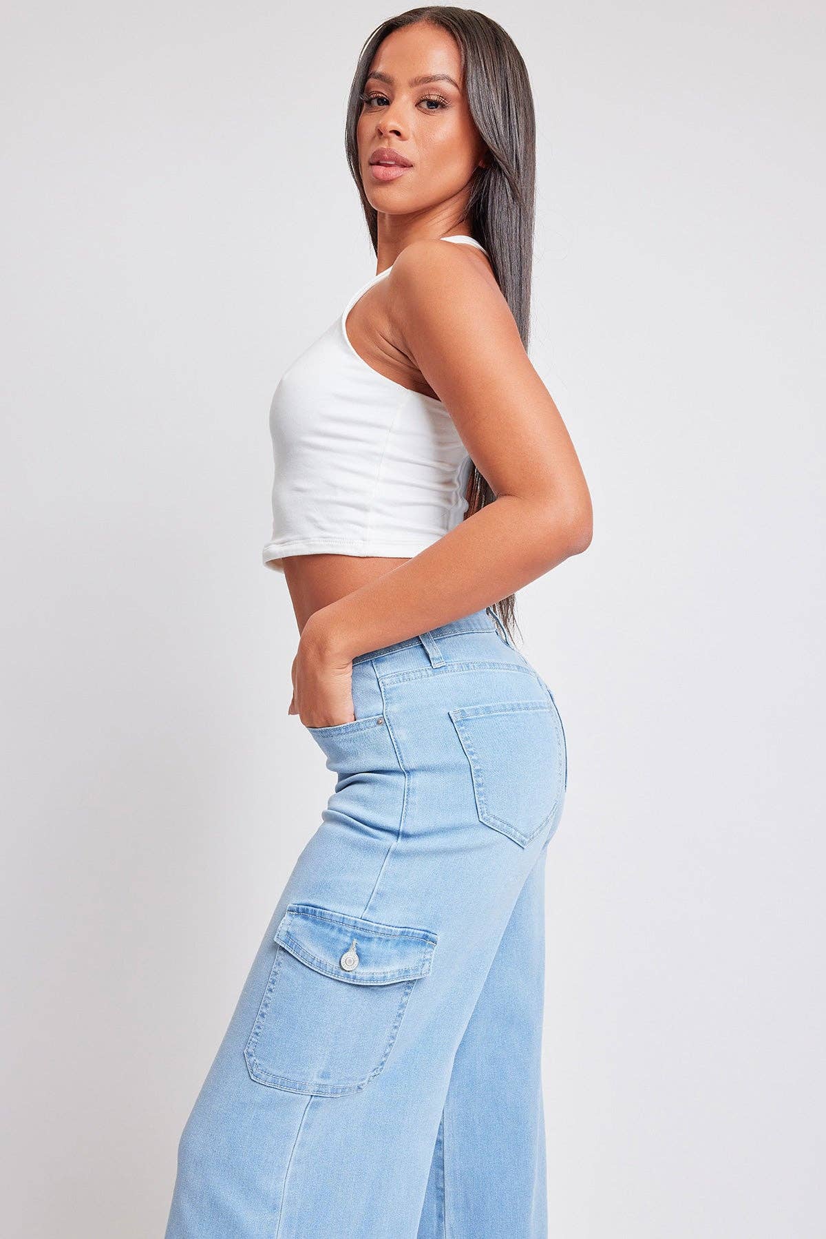 YMI – Großhandel Jeans – Damen – Junior Weit Geschnittene Skater Cargo Jeans-P6534012