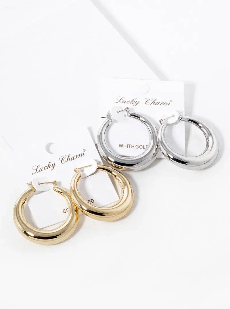 Wild Honey - Wholesale Hoop Earrings - White Gold Dipped 40mm Bold Hollow Hoop Earrings3