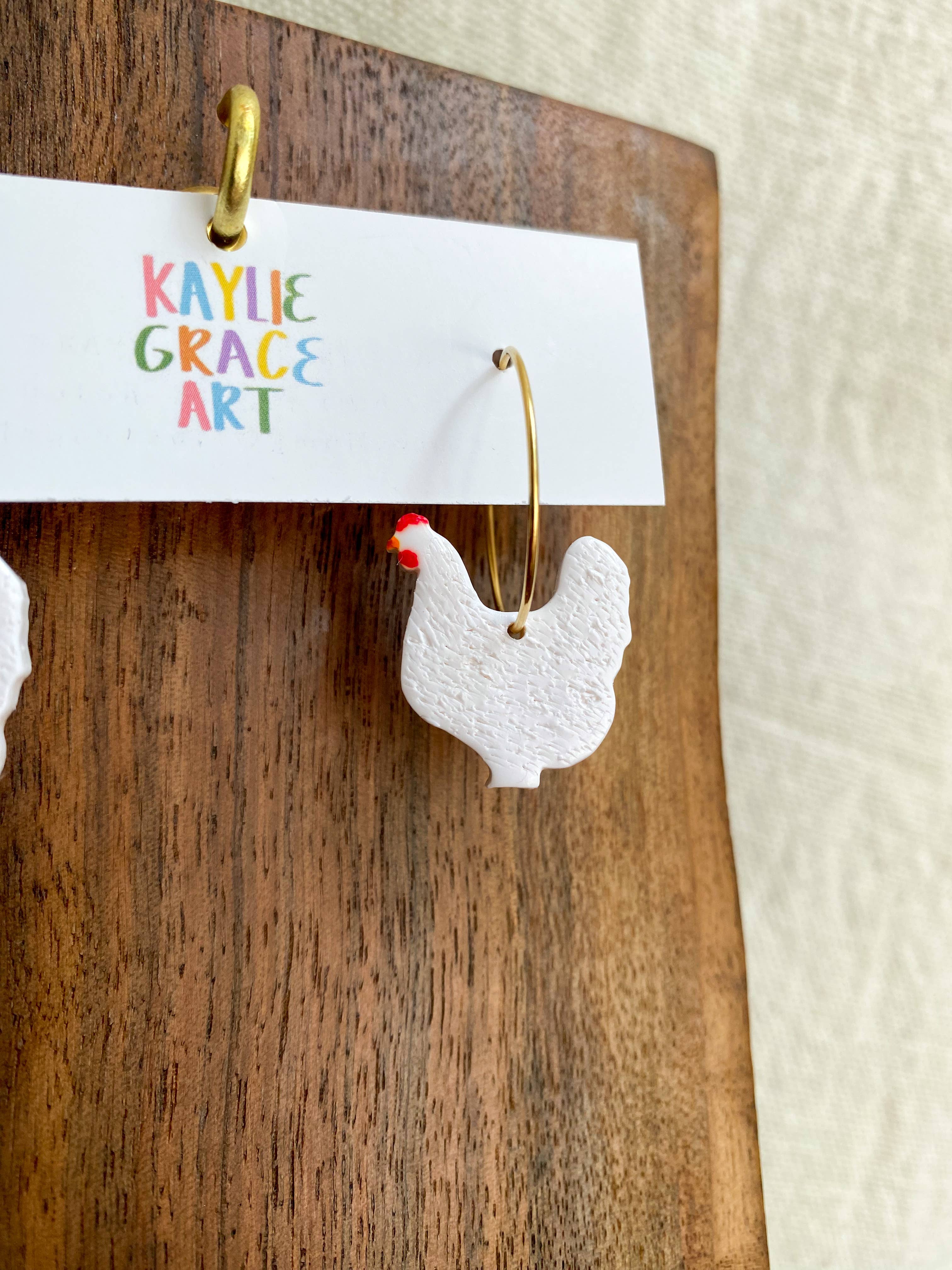 Kaylie Grace Art - Wholesale Dangle Earrings - Chicken Hoop Earrings1