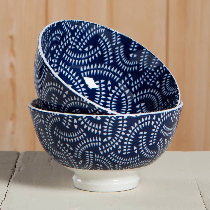 Now Designs by Danica - Wholesale Bowl - Indigo Geo Stamped Bowl 4 inch0