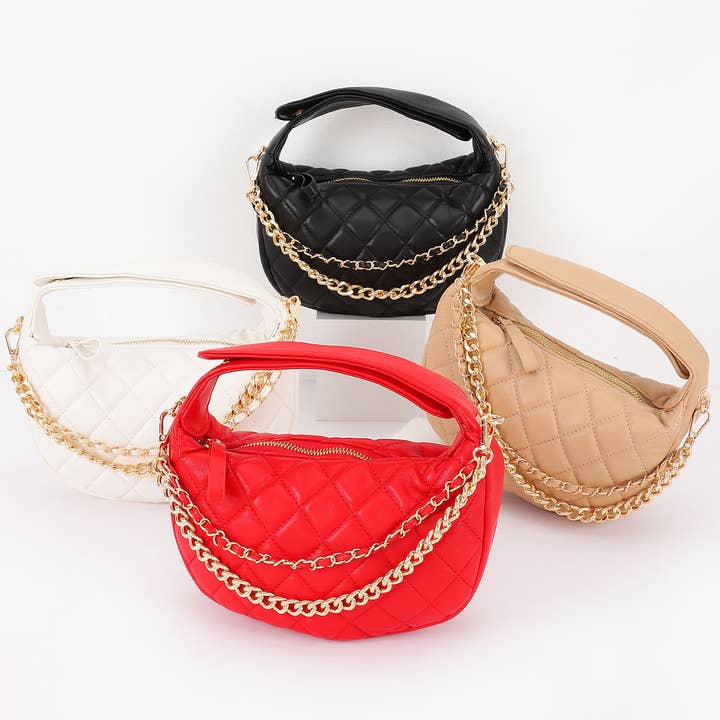 Quilted Faux Leather Chain Bag for wholesale by 3AM BY H&D ACCESSORIES