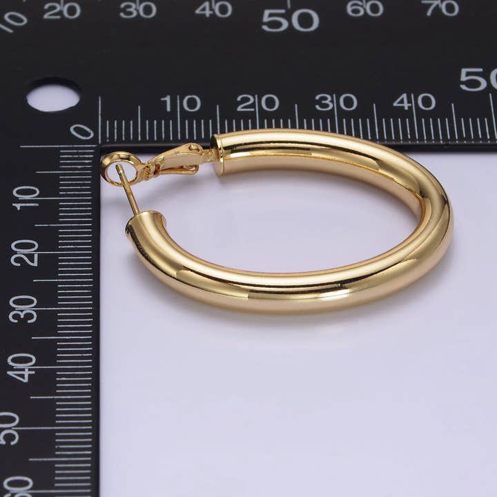 Aim Eternal - Wholesale Hoop Earrings - 14K Gold Filled 45mm Chubby Oblong Hinge Hoop Earrings