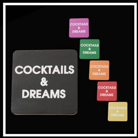 COCKTAILS & DREAMS - Bamboo Coaster Set - (Pack of 6) for wholesale by Amber Bright Creations