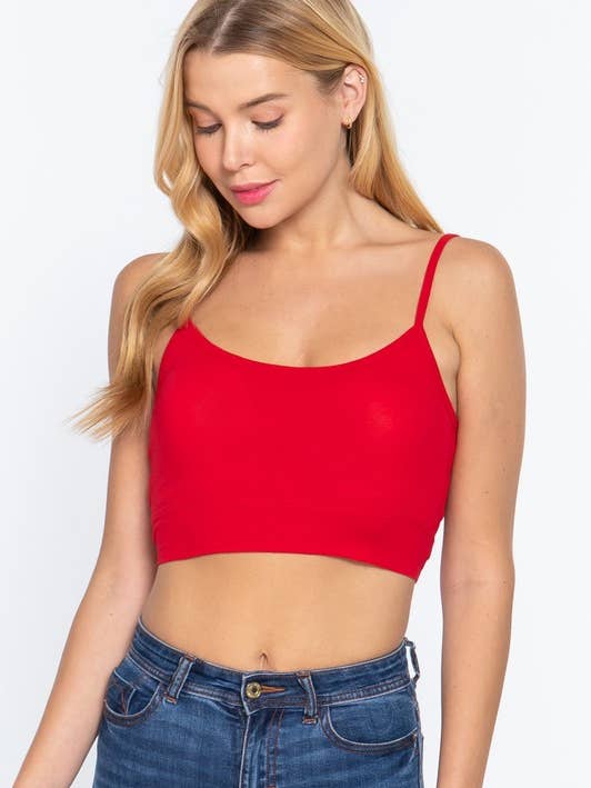 Active Basic | Active USA - Wholesale Camisole - Women's - Round Neck Removable Bra Cup Twisted Back Cami Top
