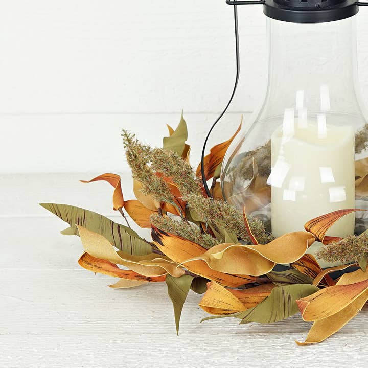 Holiday Depot Inc. - Wholesale Wreath - 31612-16in Wreath-Fall mix herb leaves w. heathers2