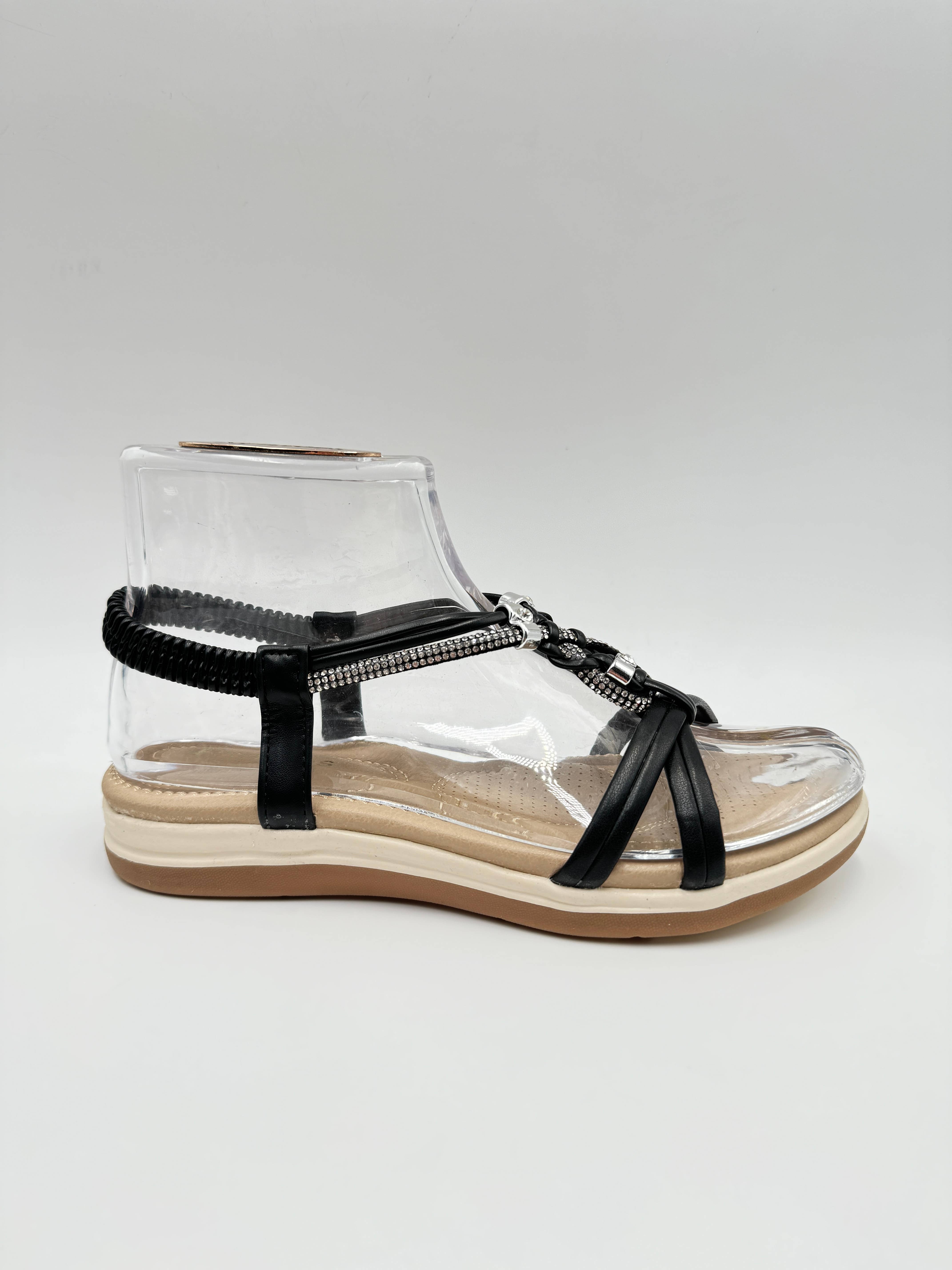 Rentoes – wholesale Sandals – Women's – Elegant Crystal Woven Summer Comfort Sandals V12000