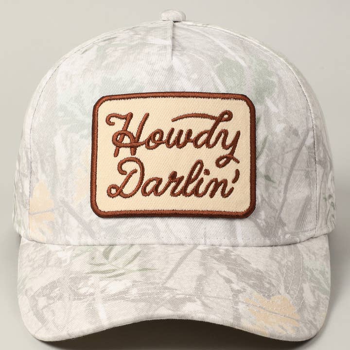 Fashion City - Wholesale Trucker Hat - Unisex - Howdy Darlin' Embroidery Patch Camo Trucker Hat