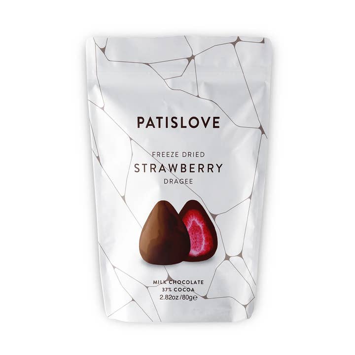 Patis Love Freeze Dried Milk Chocolate Strawberry Dragee for wholesale by Choco Nova