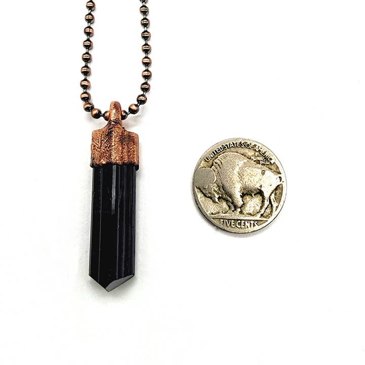 MergingMetals - Wholesale Pendant/Charm Necklace - Black Tourmaline Necklace - Antique Copper / Ball Chain3