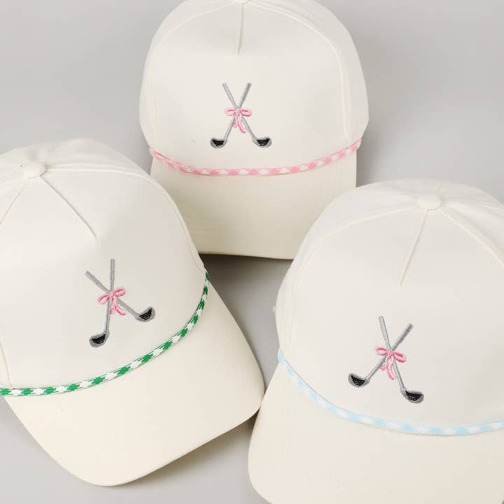 Fashion City - Wholesale Trucker Hat - Unisex - Golf Clubs with Ribbon Embroidered Trucker Hat