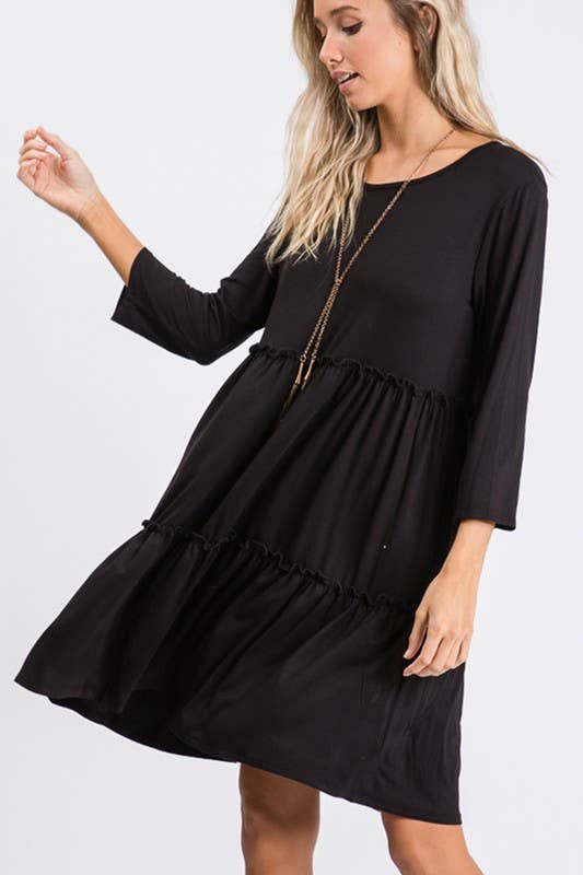 HEIMISH – wholesale Dress – Women's – SD1095S SOLID DRESS WITH RUFFLE DETAIL0