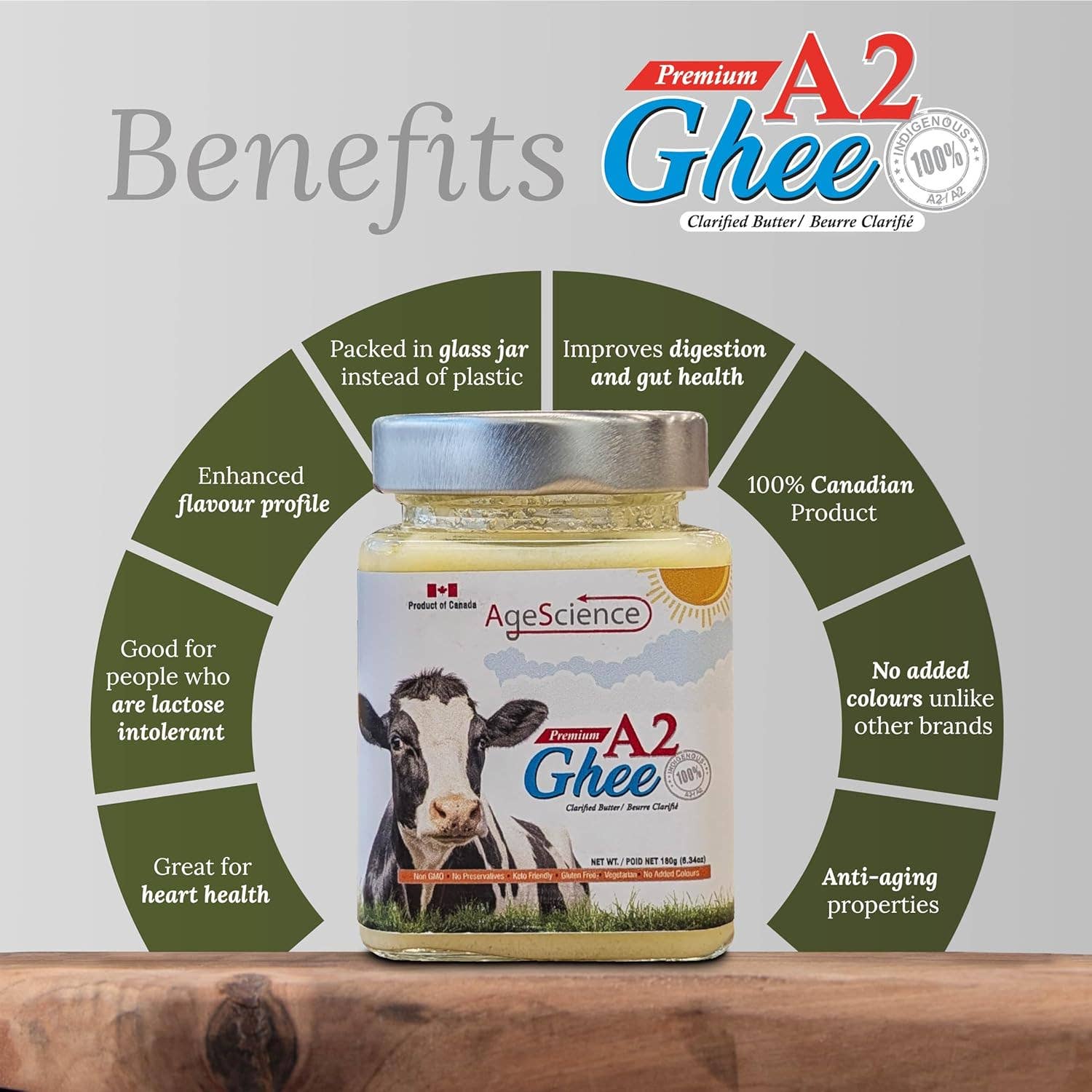 AgeScience - Wholesale Butter - AgeScience Canadian A2 Ghee – Clarified Butter, Lactose-Free4