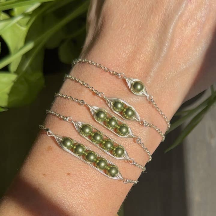 Rising Jewelry - Wholesale Schakelarmband - Erwten in een peul armband, Groene erwten.5