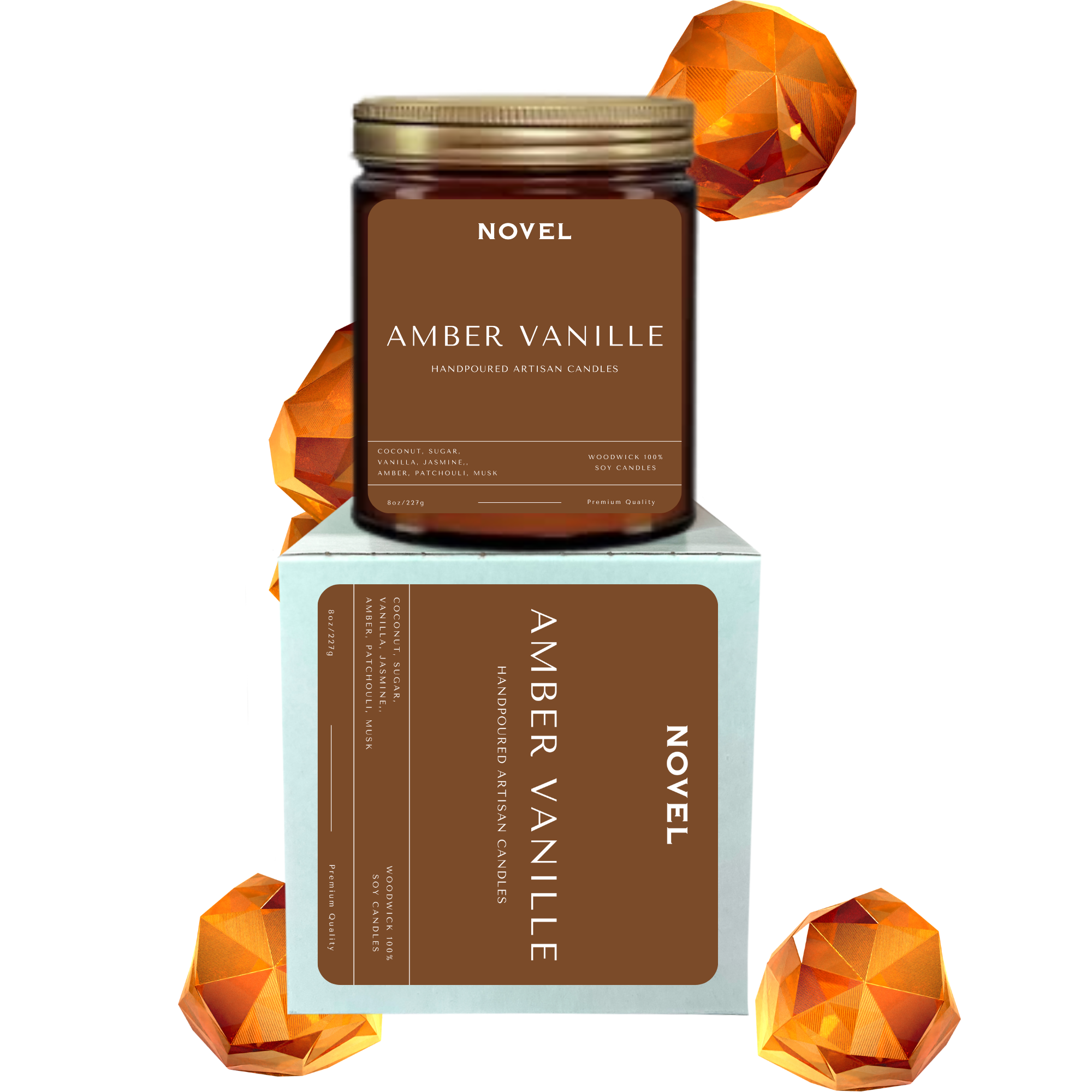 Novel Candle Co - Wholesale Jar/Filled Candle - Amber Vanille1