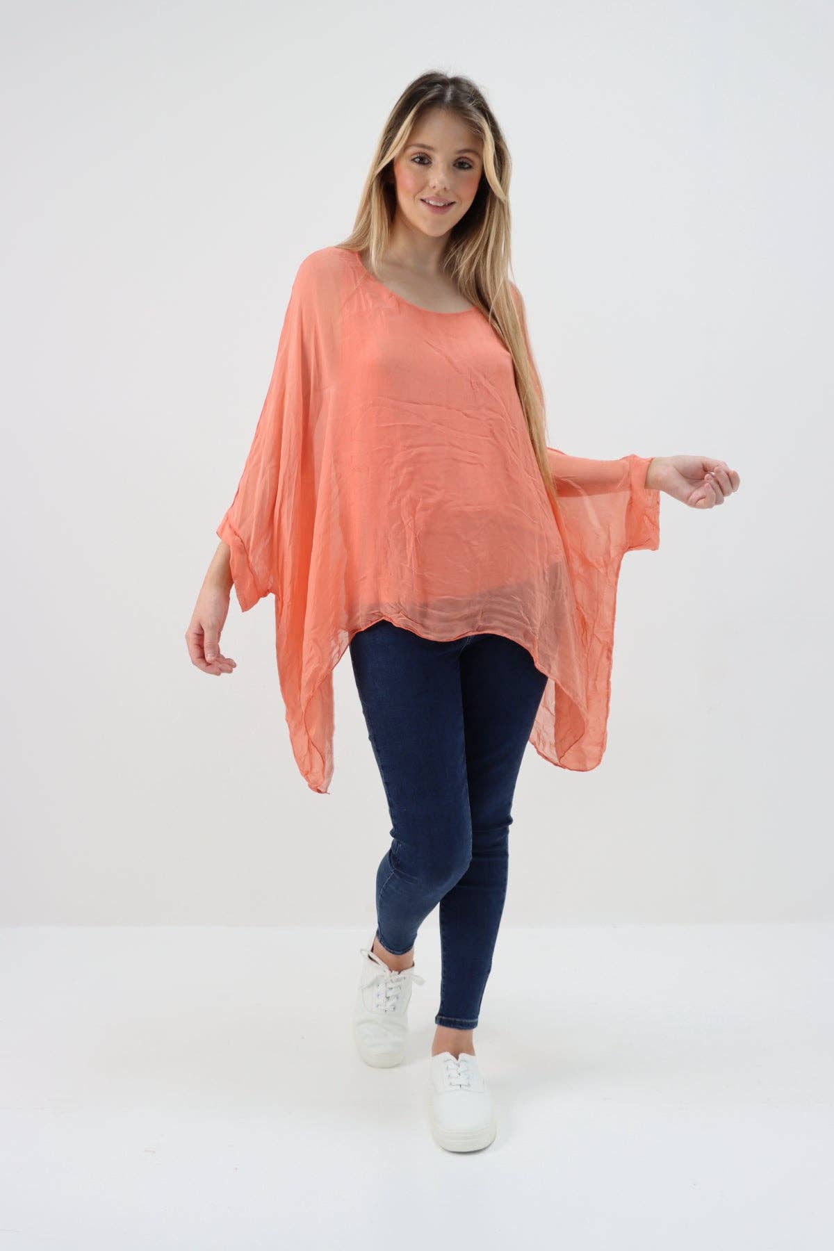 Miss Bold - Wholesale Tunic - Women's - Italian Plain Batwing Silk Tunic Top9