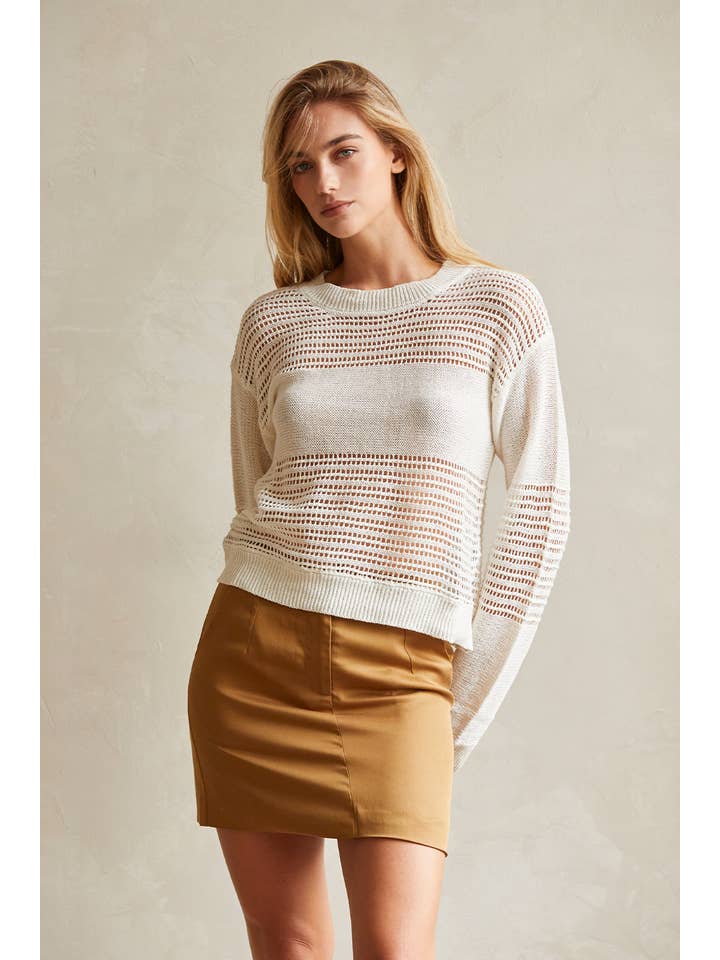 CREAM CT8952 - Donna Linen Cotton Mix Media Pullover for wholesale on Faire1