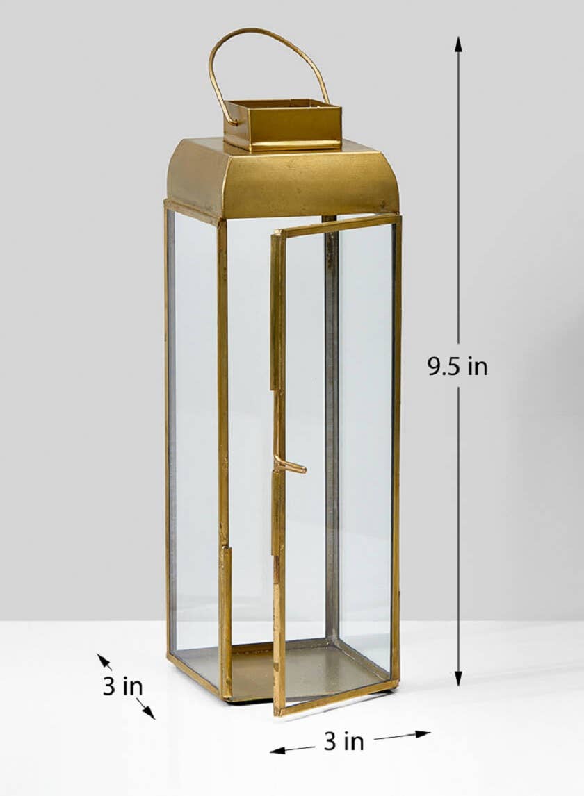 Jamali Garden - Wholesale Lantern - Alazhar Square Gold Lantern, 9 ½in H2