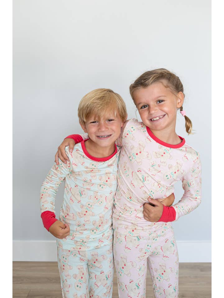 Sweet Bay Clothing - Wholesale Sleepwear Set - Kids - Pink Gingerbread Two Piece Pajama Pants Set