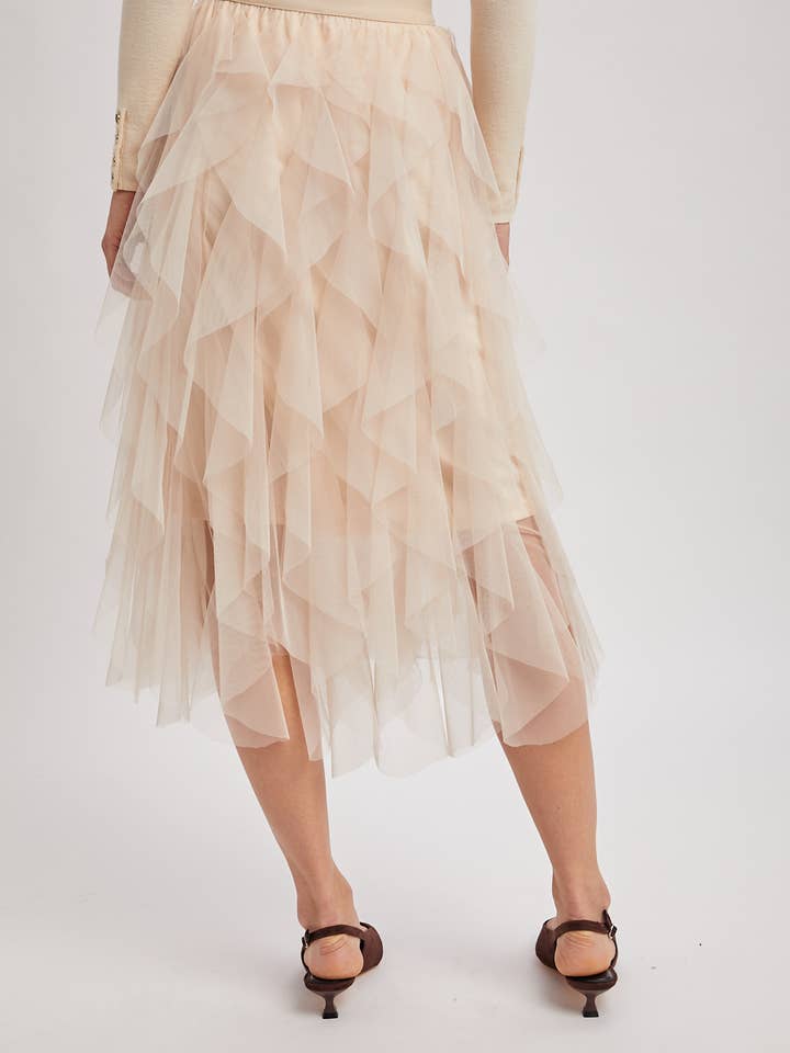 Bluivy - Wholesale Skirt - Women's - SPRIAL RUFFLED TULLE MIDI SKIRT26