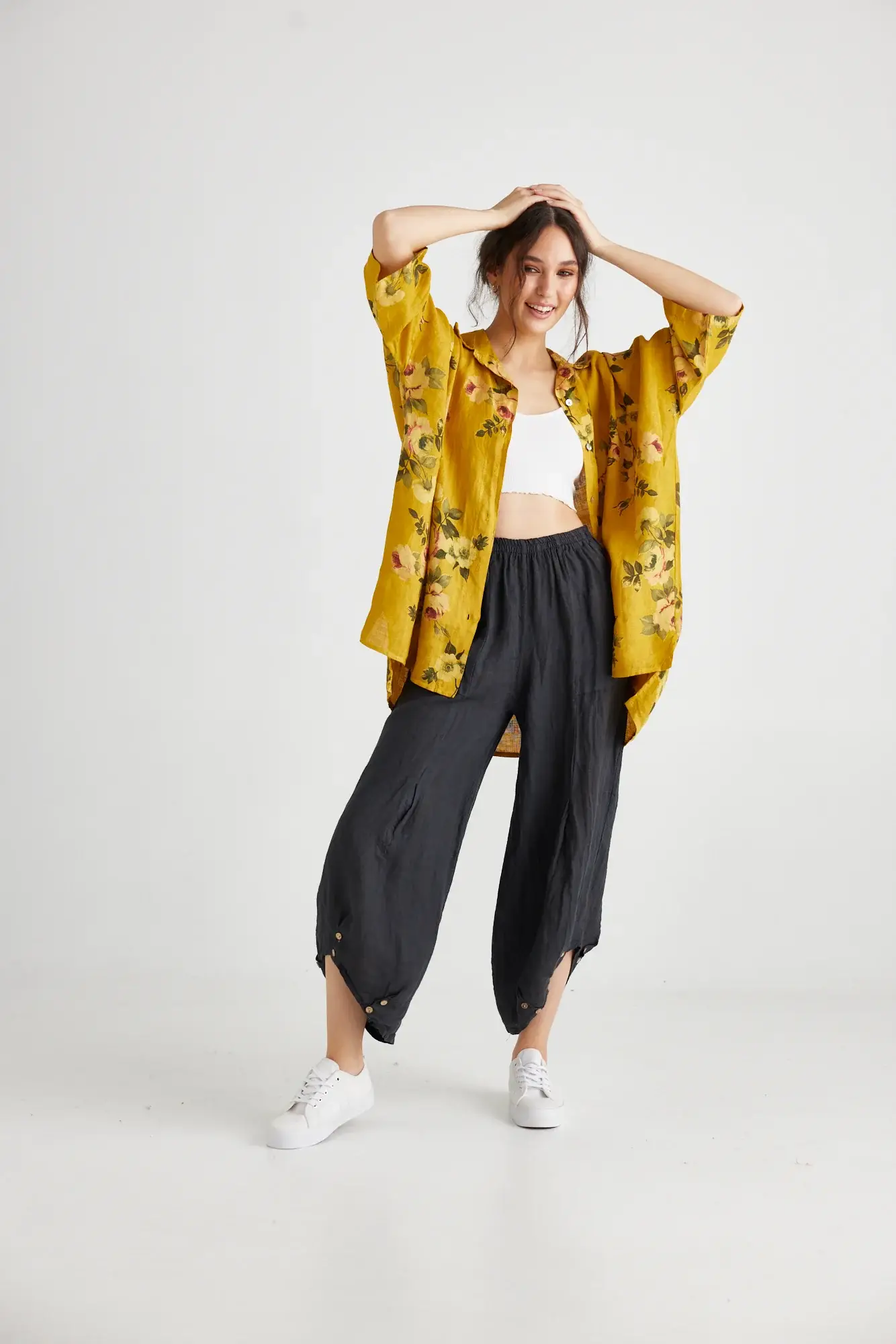 Miss Rose Sister Violet - Venta al por mayor Camisa con botones - Mujer - MUJERES - Camisa FLORAL de Lino Teddy22