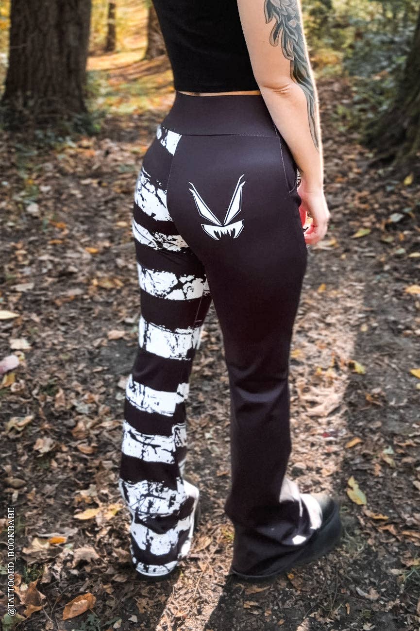 vampirefreaks - Vente Pantalon – femme - Flasques fendues à rayures Ghost White [Noir/Blanc]10