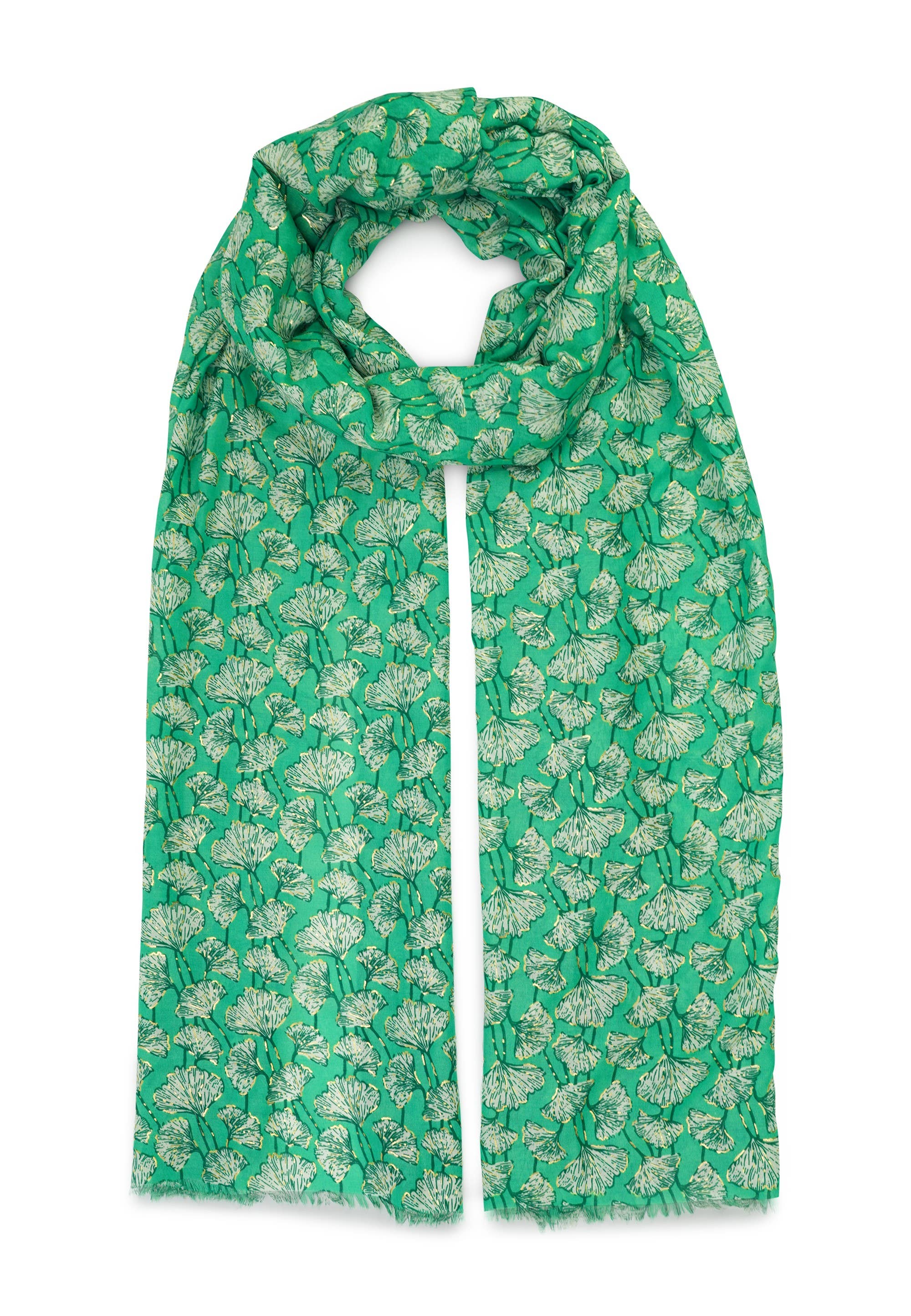 HJS – wholesale Scarf – Women's – Printed scarf 'CLOVER' - made of viscose with golden print3