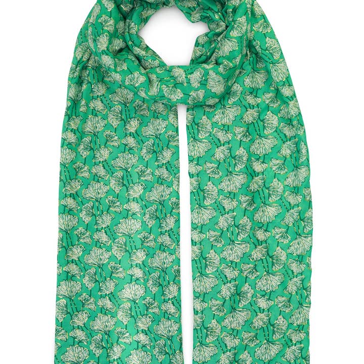 HJS - Wholesale Scarf - Women's - Printed scarf 'CLOVER' - made of viscose with golden print3