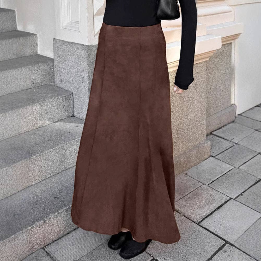 Marayn - Wholesale Skirt - Women's - Vintage Brown Knit Midi Skirt Chic Fall Style17