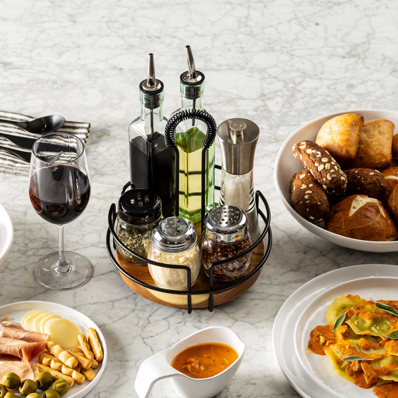 TableCraft Products Company - Wholesale Condiment/Dip Bowl - Round Rotating Tabletop Caddy, 8.5" dia x 10.5" height5