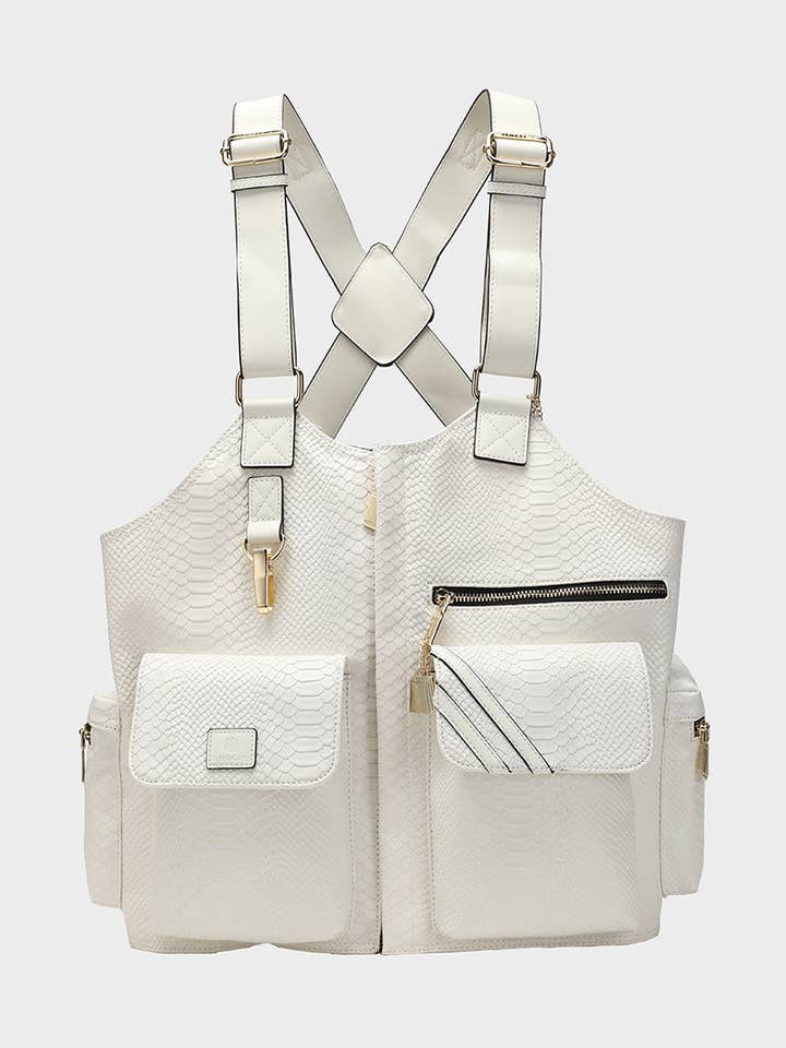 Tactical Leather Vest in White for wholesale by Tote&Carry